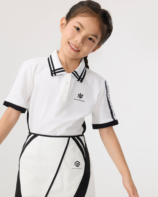 PSY Girl's White Casual Polo T-Shirt