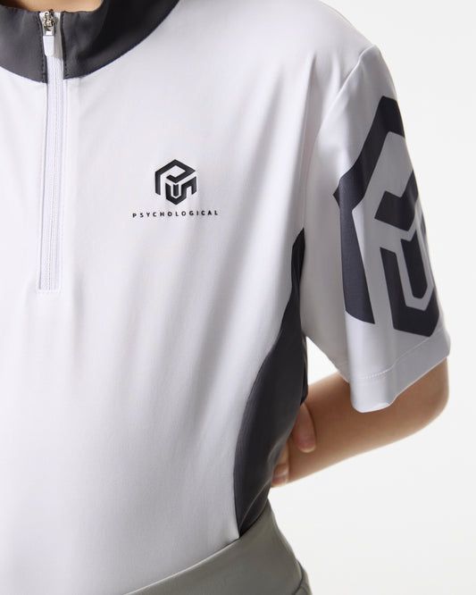 PSY Girl's White Zippered Polo Shirt