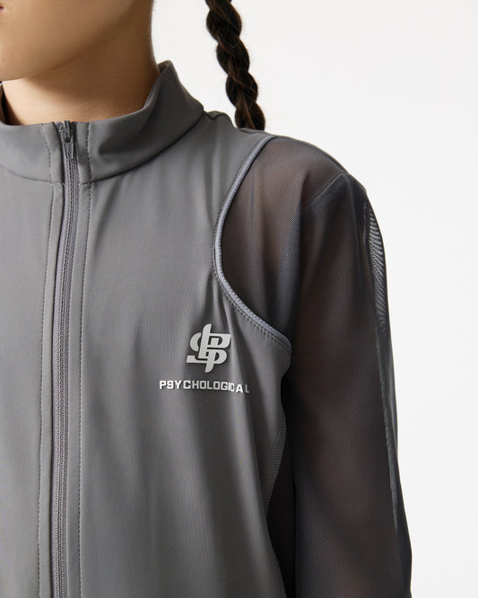 PSY Girls' Double-Knit Dark Grey Long-Sleeve Athletic Jacket