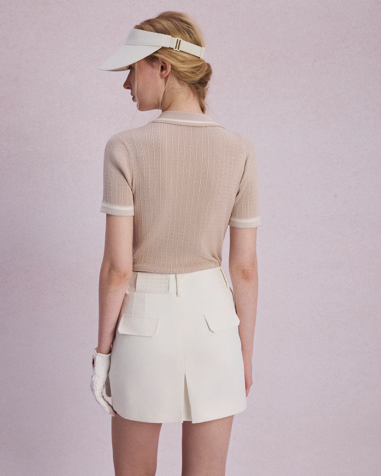 Aries Active Two-Tone Cable Knit Golf Polo