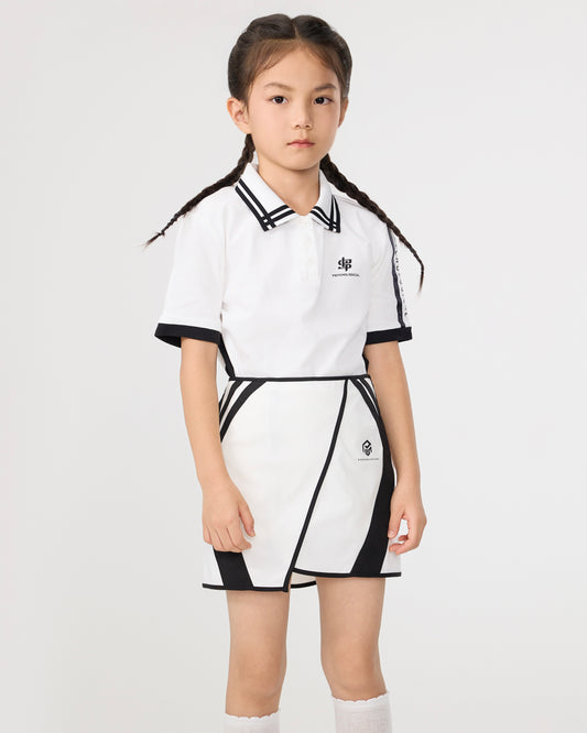 PSY Girl's White Casual Polo T-Shirt
