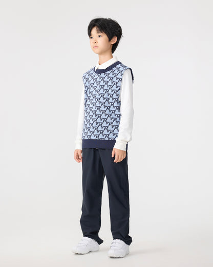 PSY Boys' Golf Knit Vest - Blue Monogram