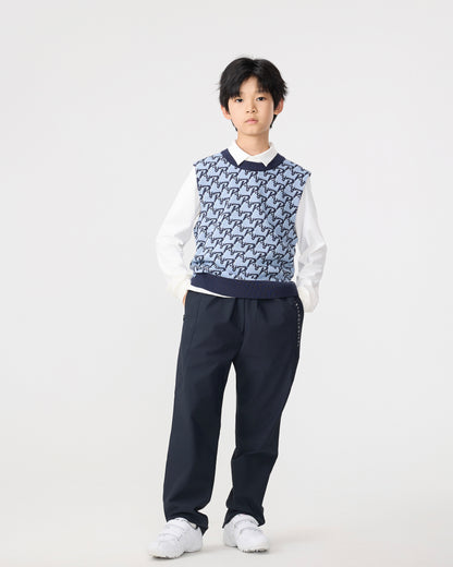 PSY Boys' Golf Knit Vest - Blue Monogram