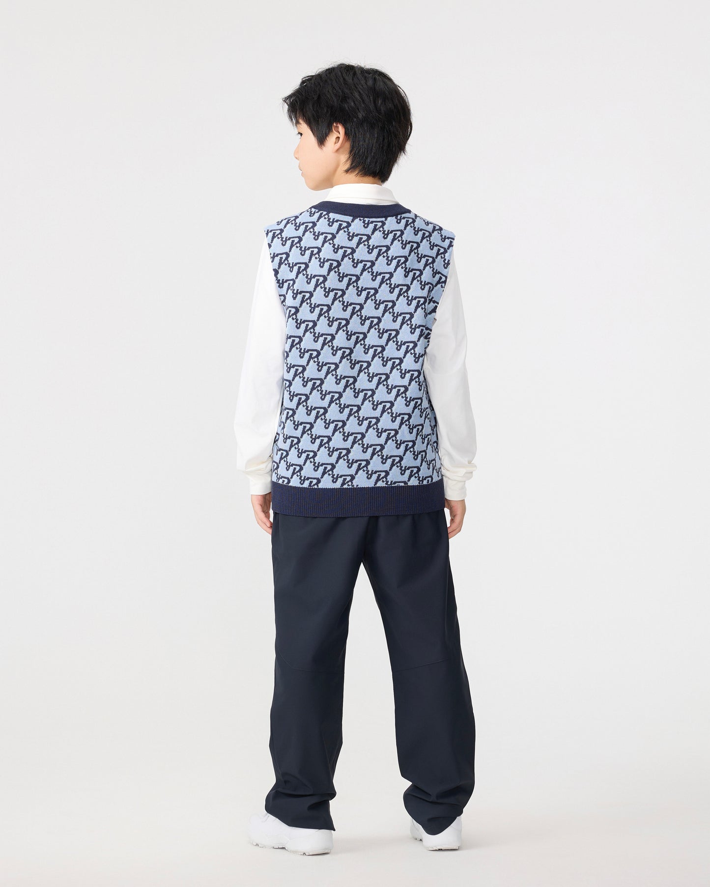 PSY Boys' Golf Knit Vest - Blue Monogram