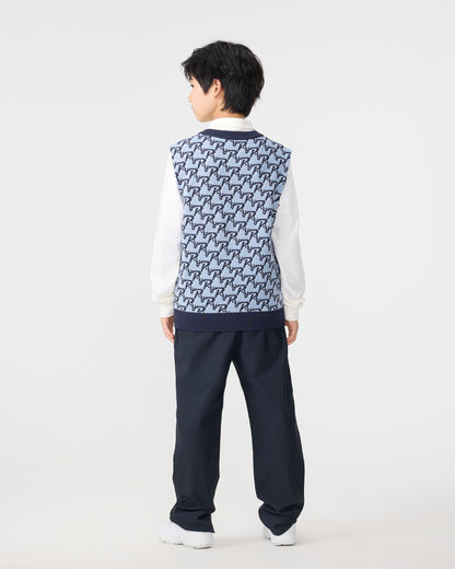 PSY Boys' Golf Knit Vest - Blue Monogram