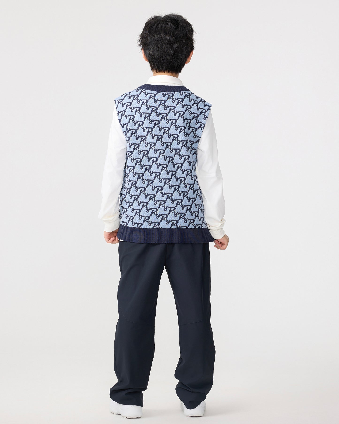 PSY Boys' Golf Knit Vest - Blue Monogram