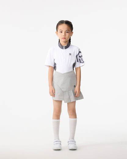 PSY Girl's White Zippered Polo Shirt