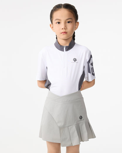 PSY Girl's White Zippered Polo Shirt