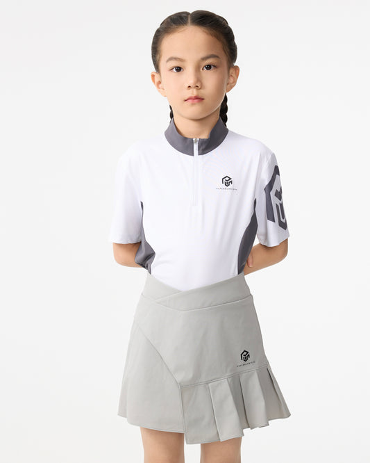 PSY Girl's White Zippered Polo Shirt