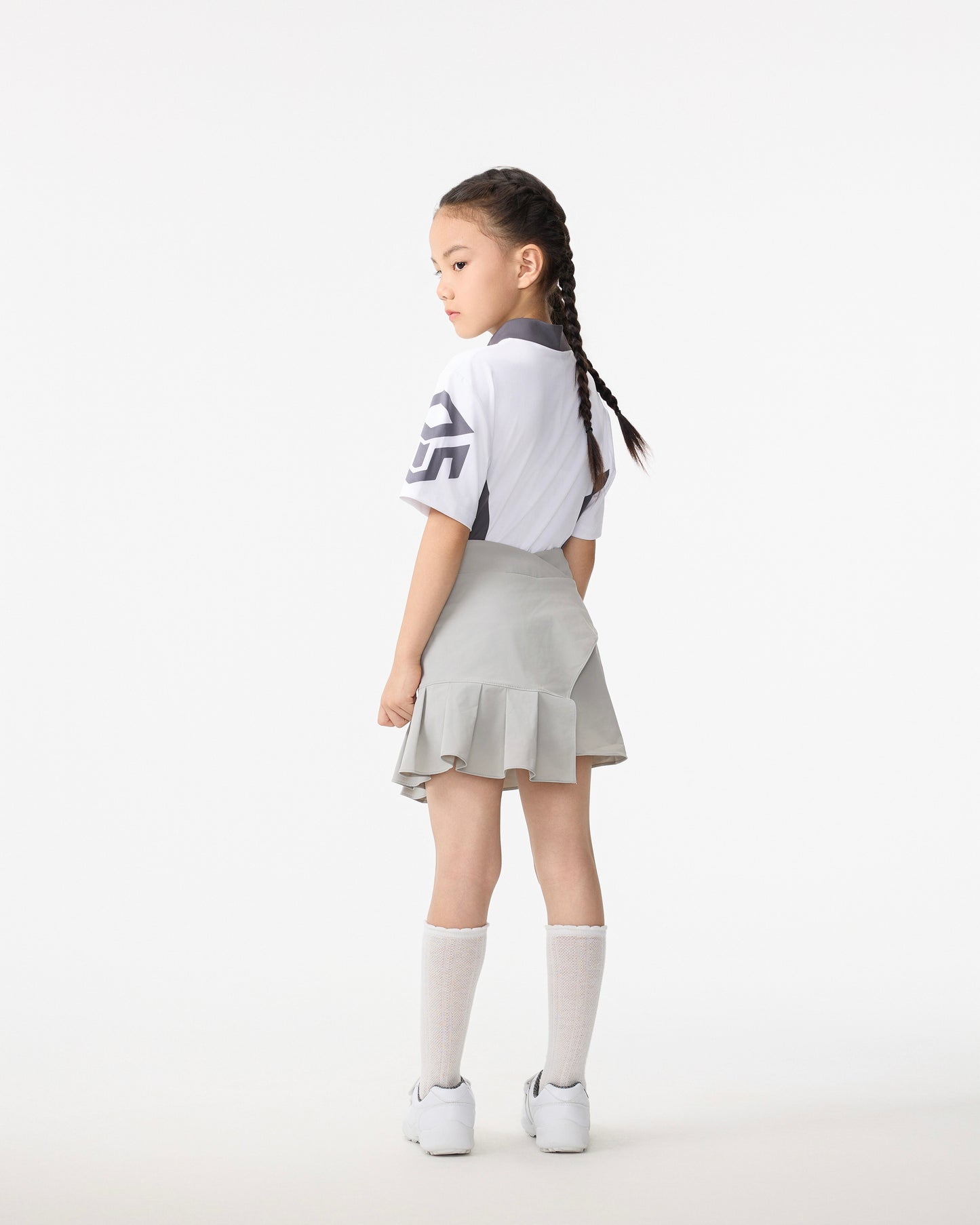 PSY Girl's White Zippered Polo Shirt