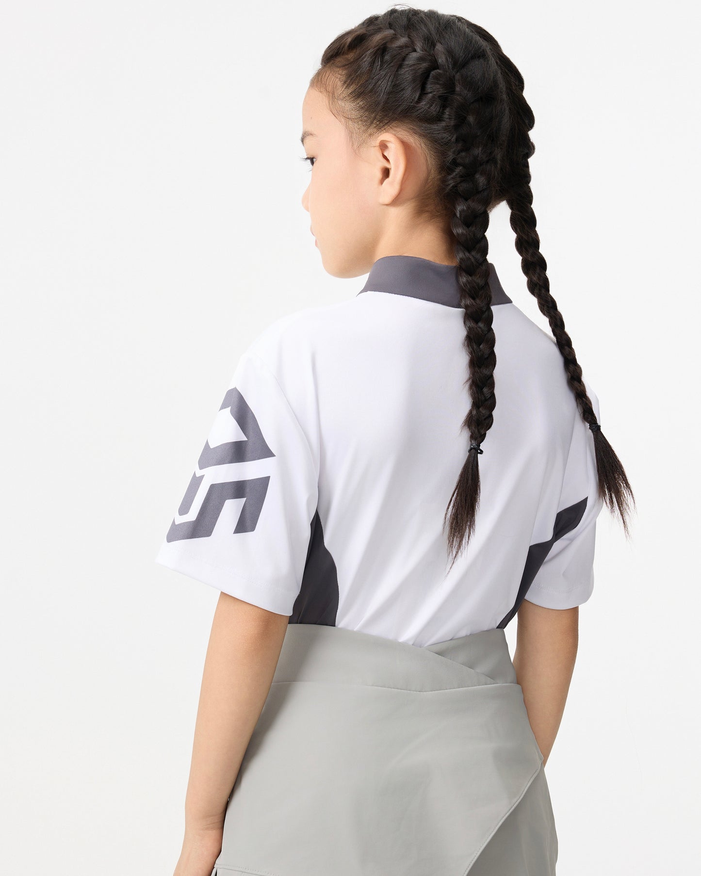 PSY Girl's White Zippered Polo Shirt