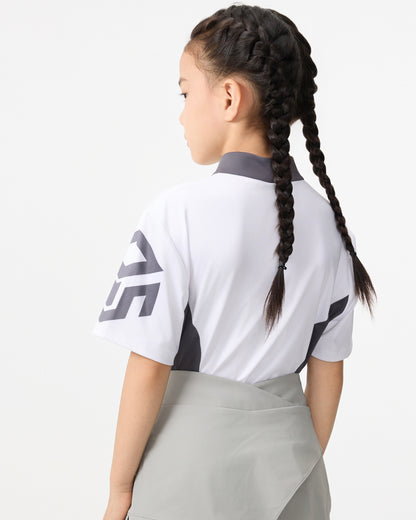 PSY Girl's White Zippered Polo Shirt