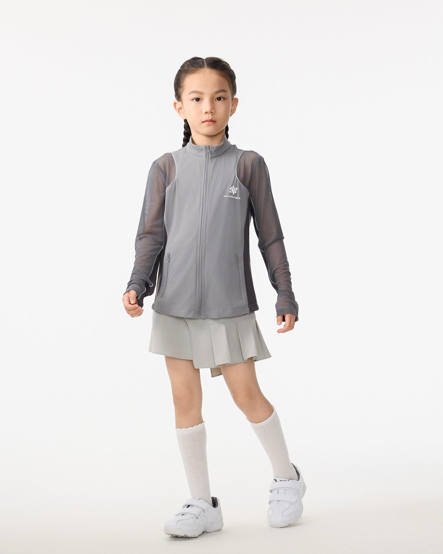 PSY Girls' Double-Knit Dark Grey Long-Sleeve Athletic Jacket