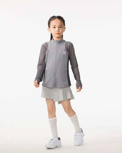 PSY Girls' Double-Knit Dark Grey Long-Sleeve Athletic Jacket