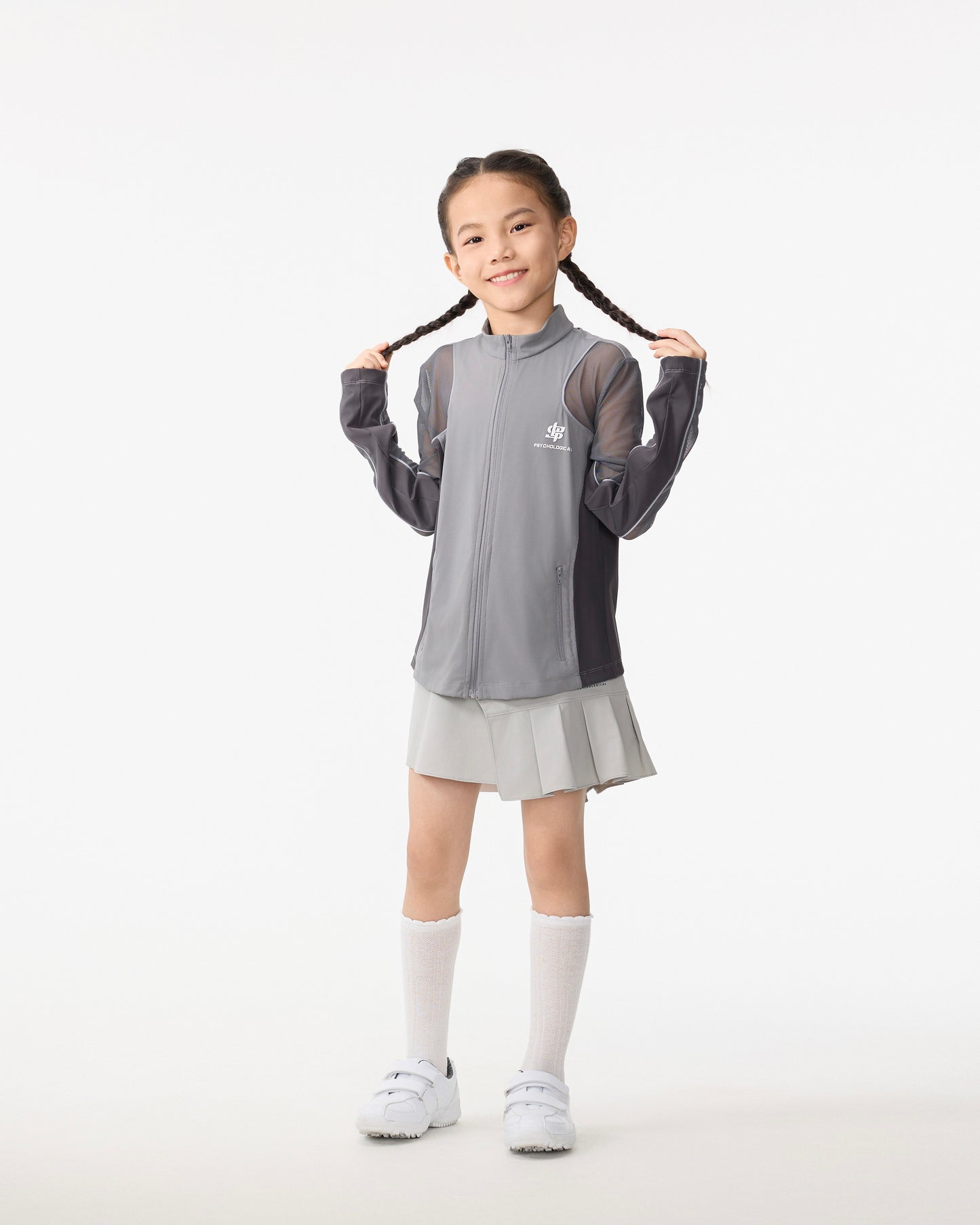 PSY Girls' Double-Knit Dark Grey Long-Sleeve Athletic Jacket