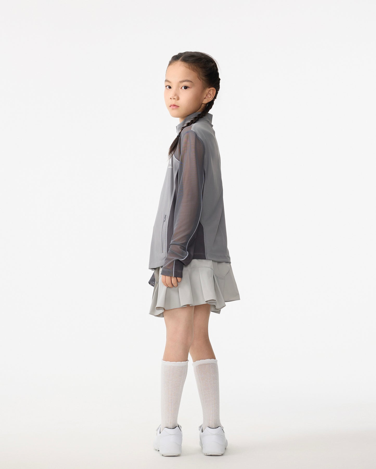 PSY Girls' Double-Knit Dark Grey Long-Sleeve Athletic Jacket