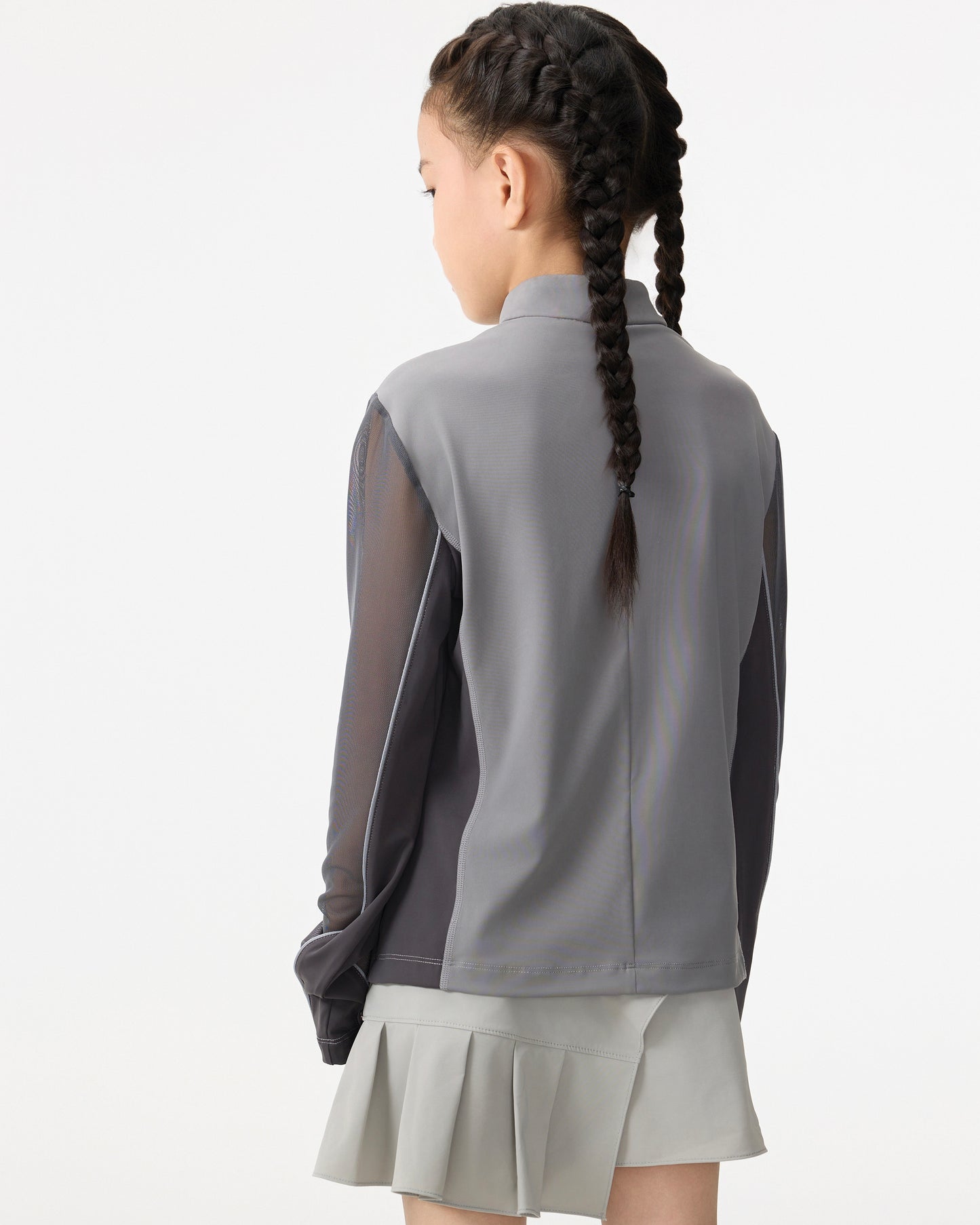 PSY Girls' Double-Knit Dark Grey Long-Sleeve Athletic Jacket