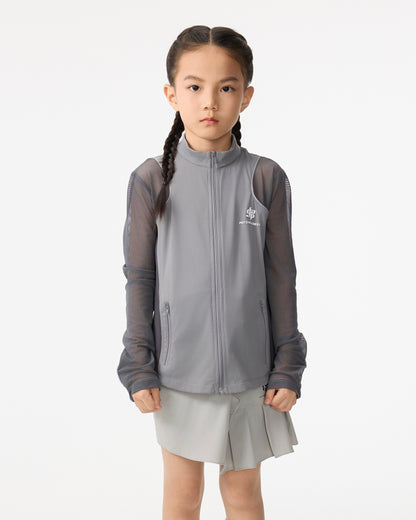 PSY Girls' Double-Knit Dark Grey Long-Sleeve Athletic Jacket