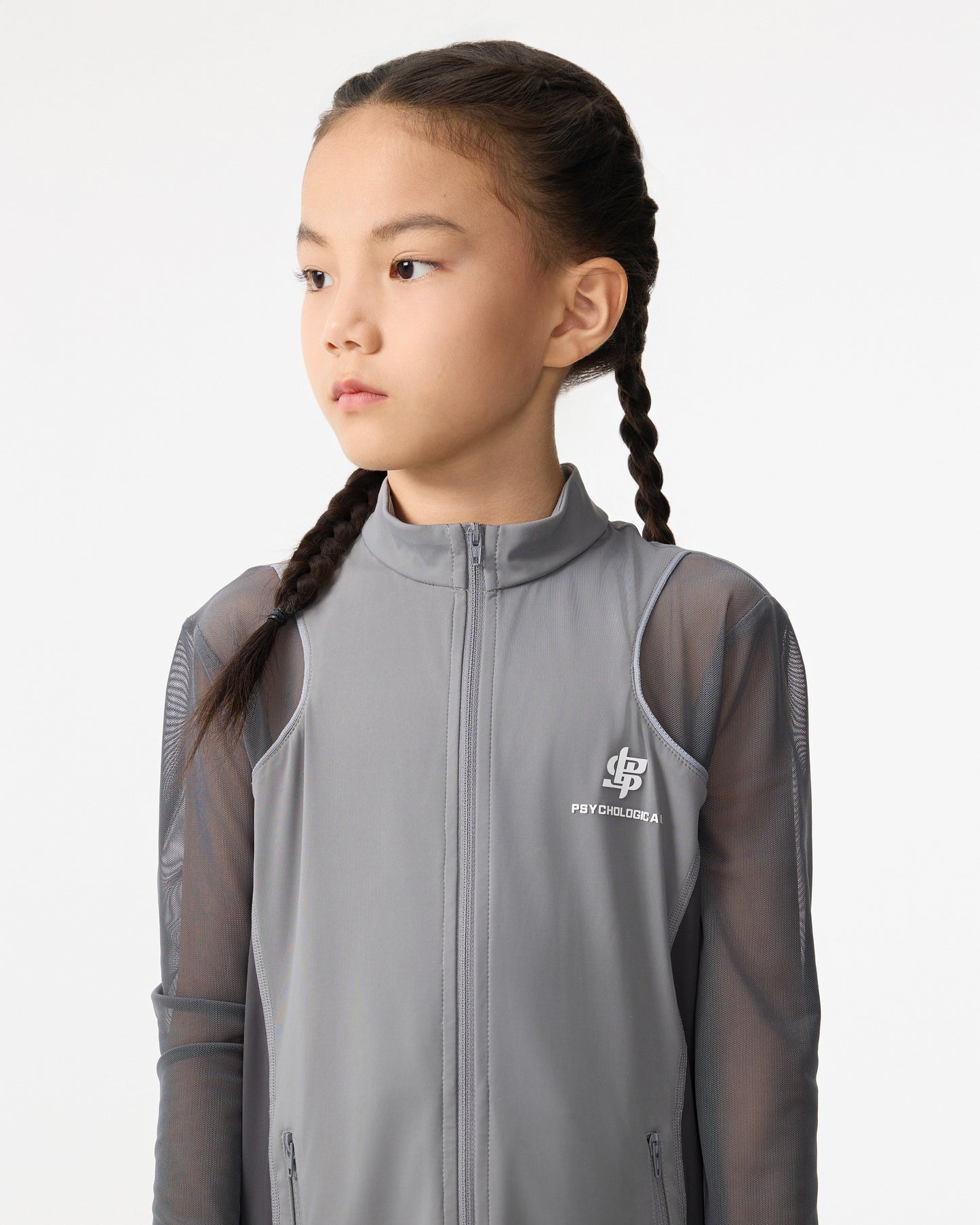 PSY Girls' Double-Knit Dark Grey Long-Sleeve Athletic Jacket