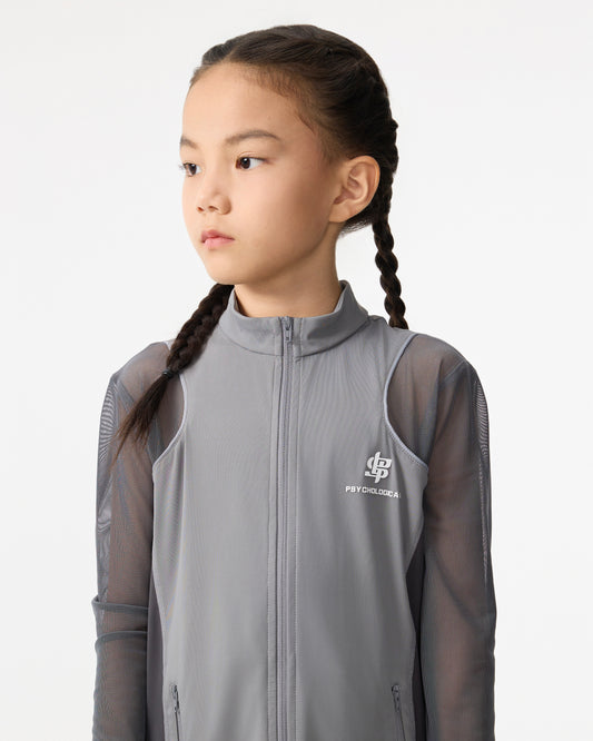 PSY Girls' Double-Knit Dark Grey Long-Sleeve Athletic Jacket