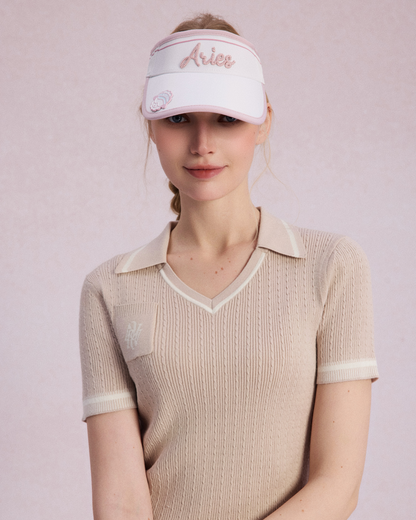Aries Active Two-Tone Cable Knit Golf Polo
