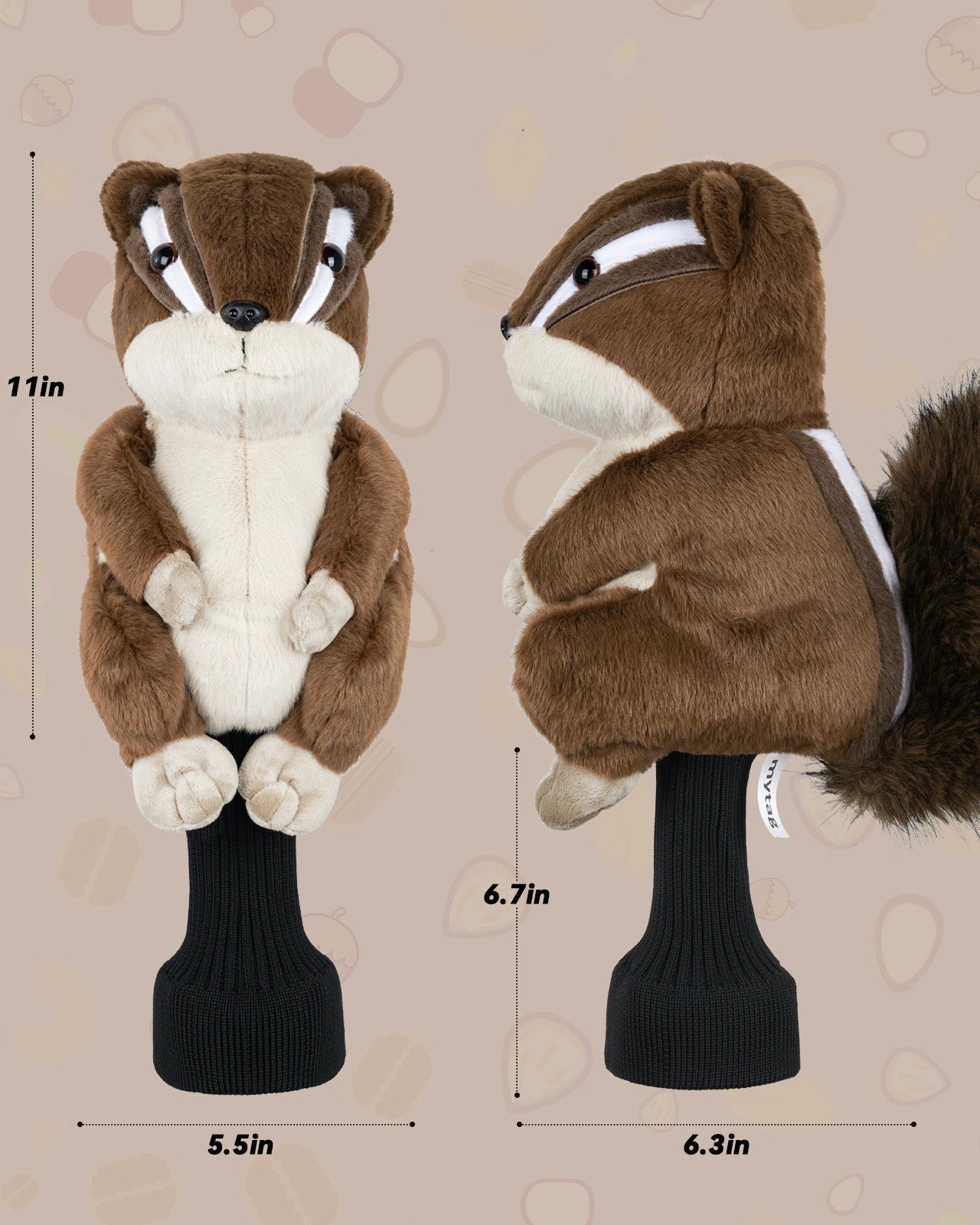 My Tag Chipmunk Plush Driver Cover with Long Sock