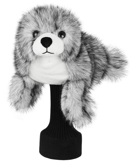 Big Crazy Gray Seal Plush Driver Cover