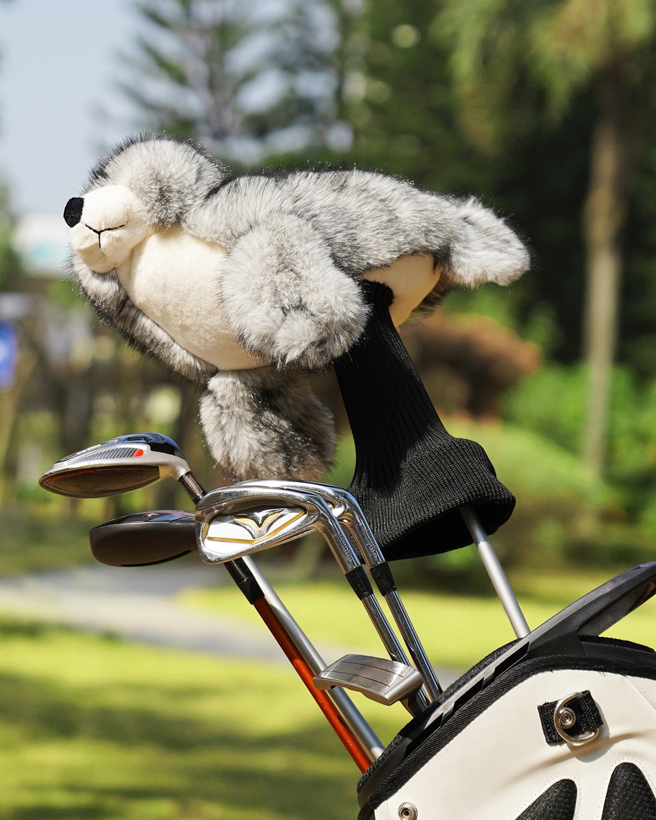 Big Crazy Gray Seal Plush Driver Cover