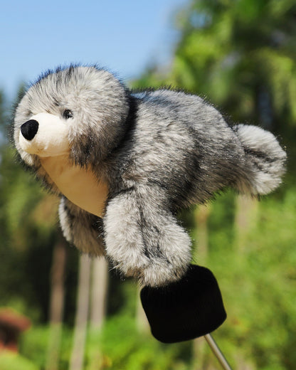 Big Crazy Gray Seal Plush Driver Cover