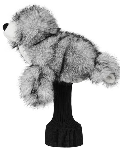 Big Crazy Gray Seal Plush Driver Cover