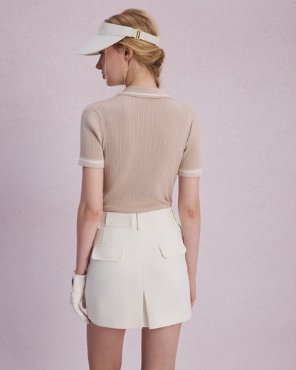 Aries Active Two-Tone Cable Knit Golf Polo