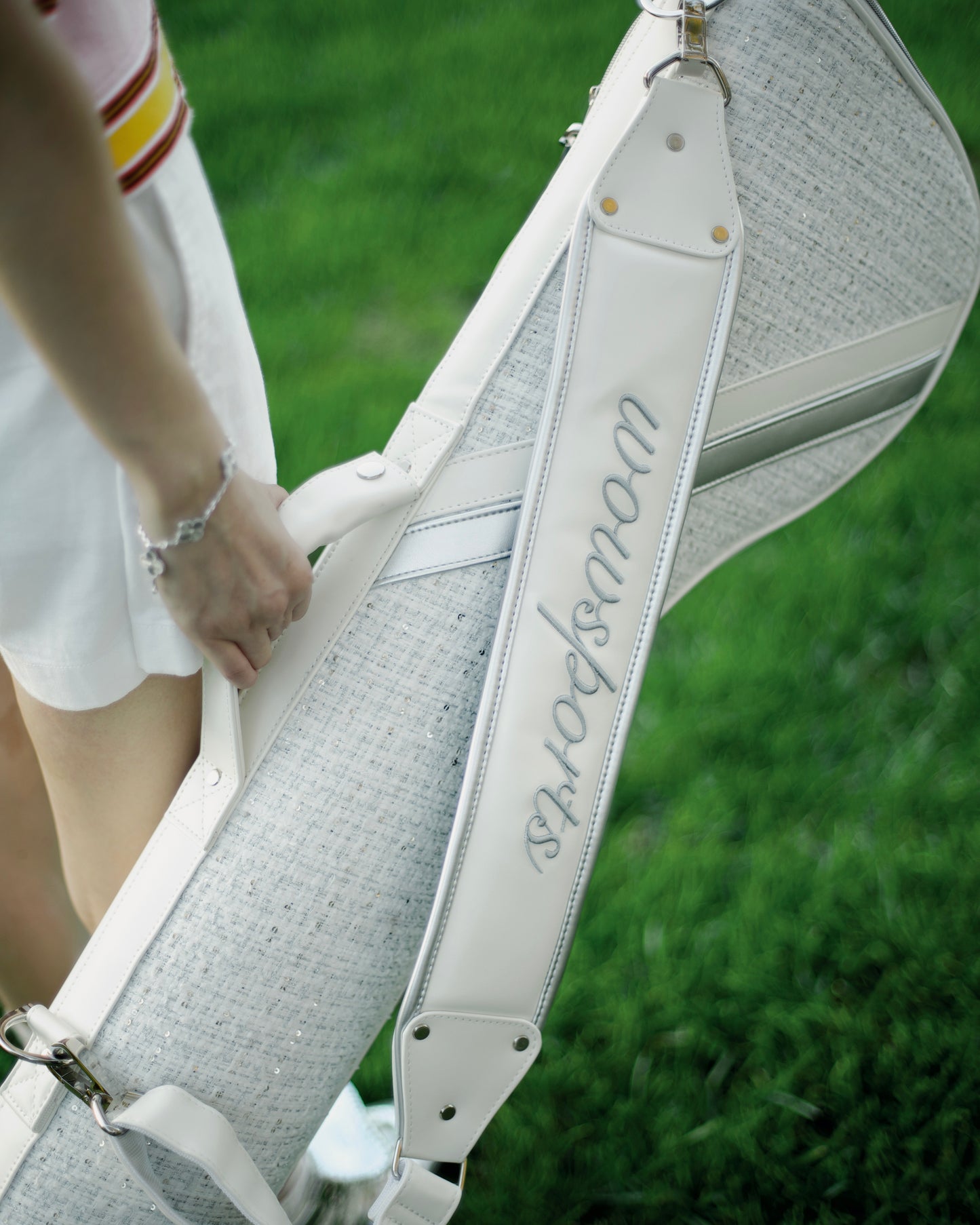Wowsports White Classic Tweed Golf Gun Bag