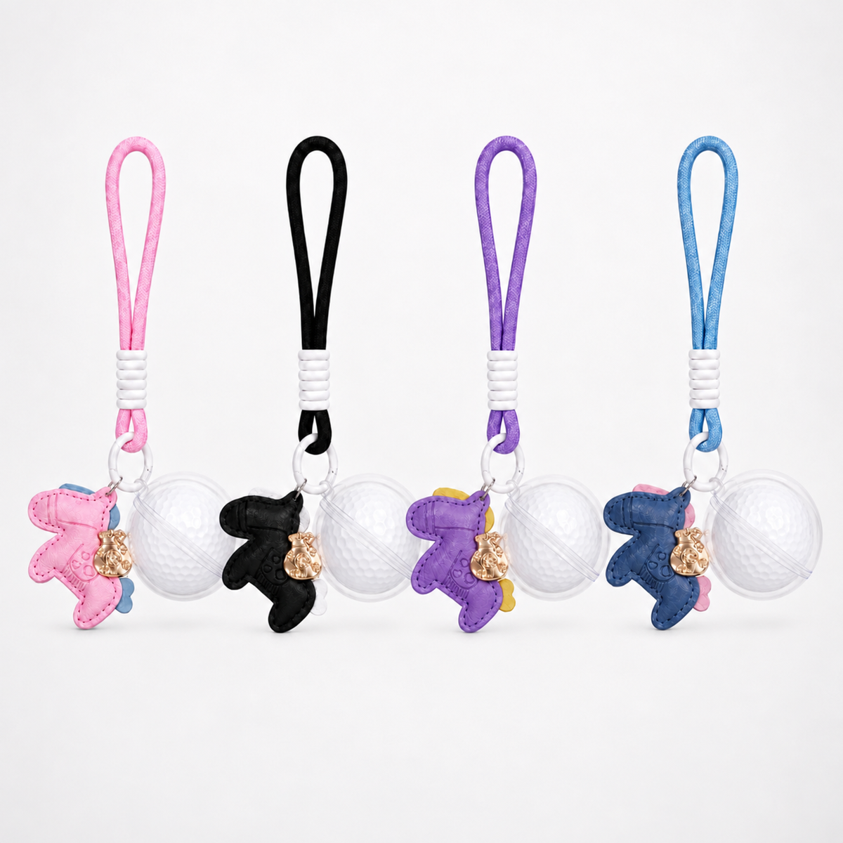 Teegooal Golf Bag Charm for Golf Balls | Pony Macaron 4-Color Set