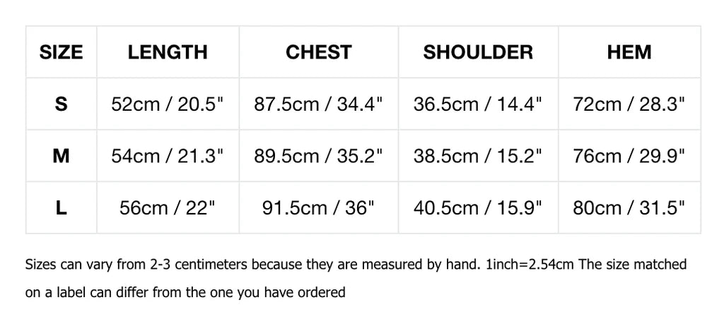 Loveland Astoria Knit Vest Size Chart