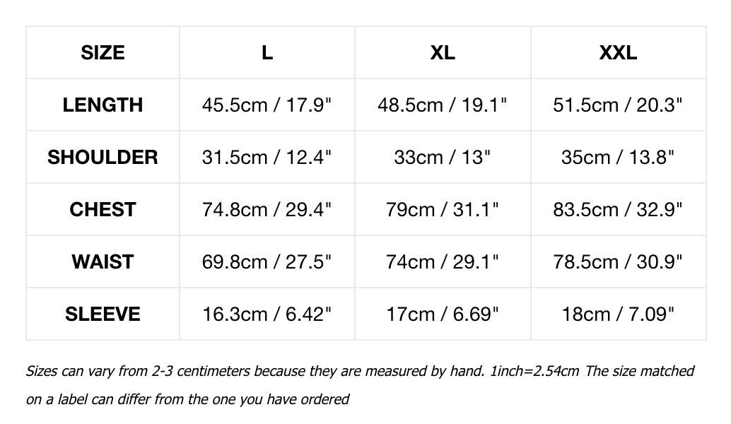 PSY Girl's White Zippered Polo Shirt Size Chart