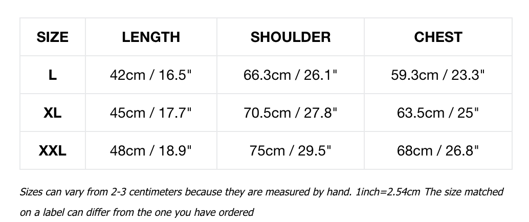 PSY Girl's White Sleeveless Top Size Chart
