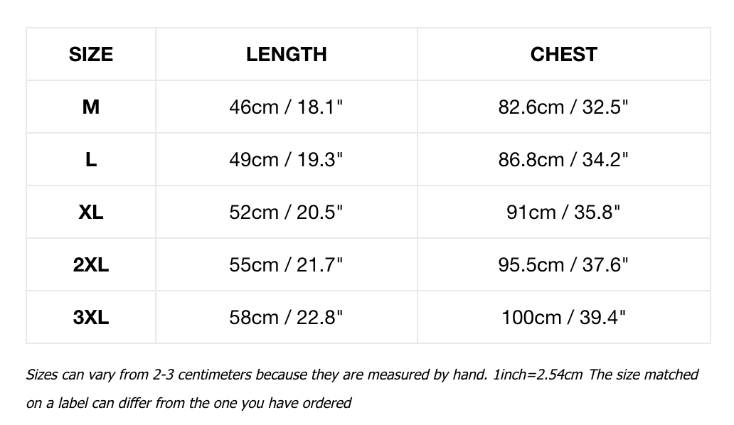 Chaqueta de abrigo verde neón para niños PSY Size Chart