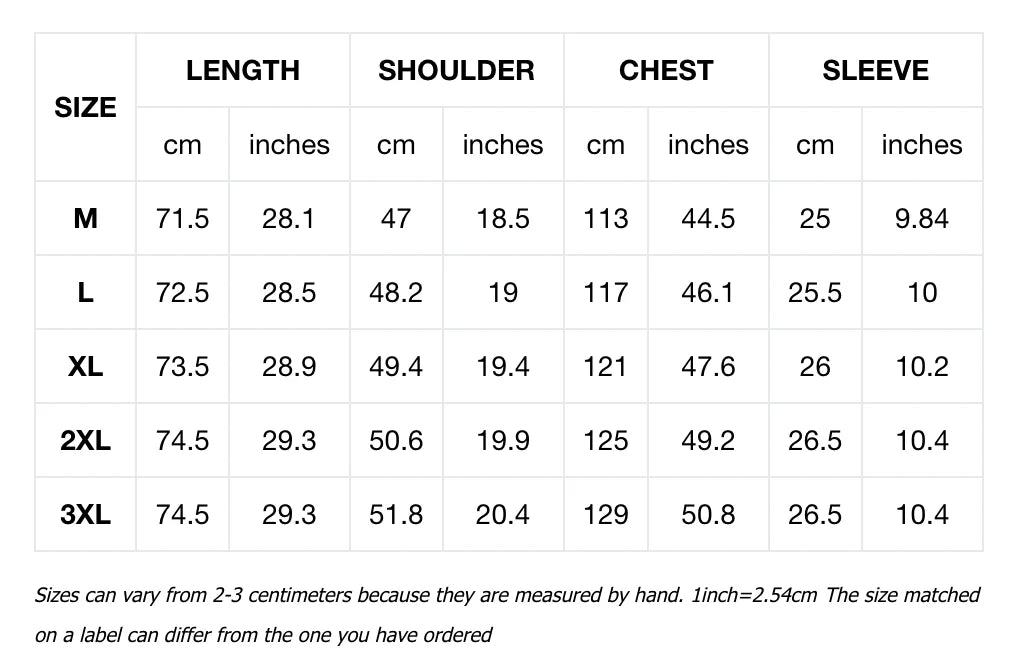PSY BlueDrive Classic PoloTech Tee Size Chart