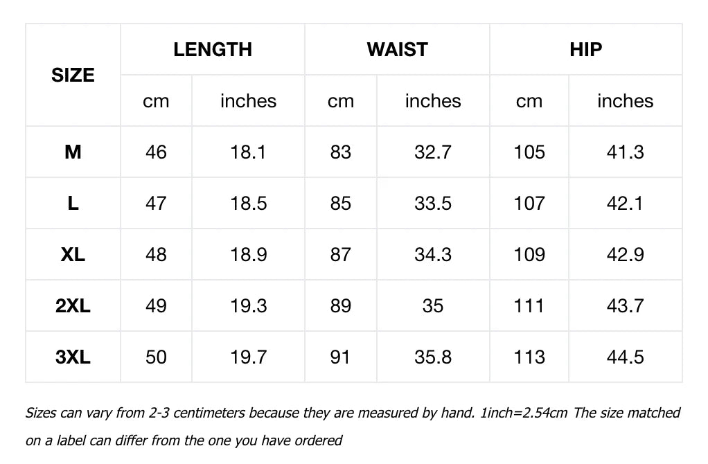 Pantalones de Precisión PSY IceLine Size Chart