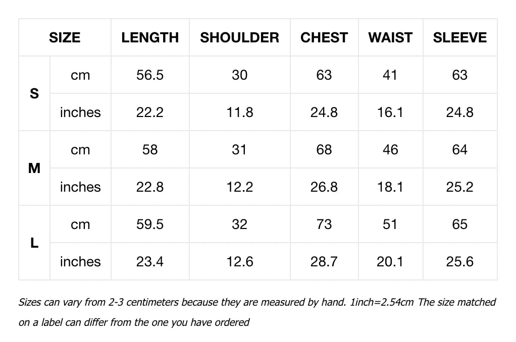 Spring Reverie Knit Golf Sweater Size Chart