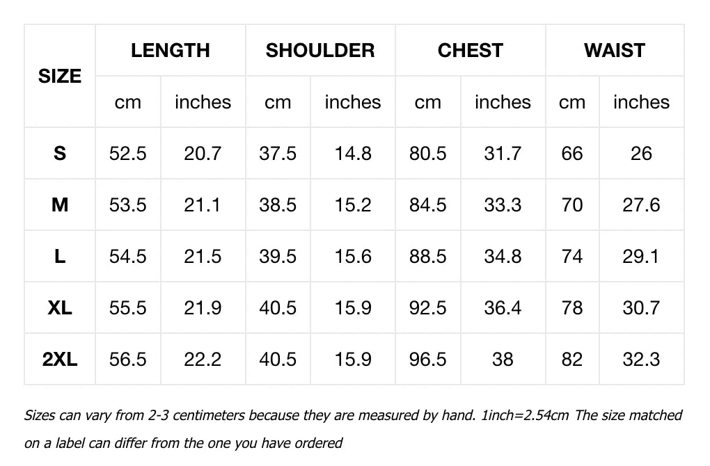 Manga larga ligera con estampado PSY Size Chart